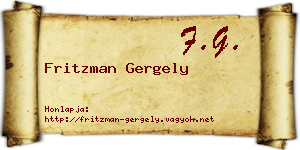Fritzman Gergely névjegykártya